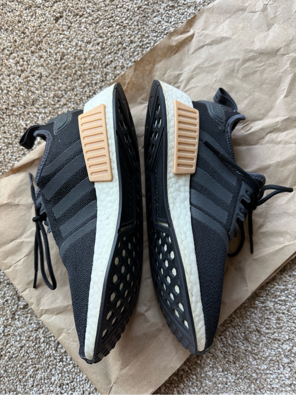 ADIDAS NMD R1 Black Runner with Cream Midsole & Peach Accents - Picture 3 of 8